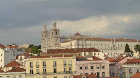 Time lapse of Sao Vicente da Fora Church in Alfama, Lisbon, Portugal Stock Footage 97173598