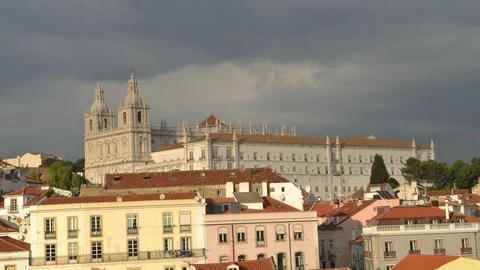 Time lapse of Sao Vicente da Fora Church in Alfama, Lisbon, Portugal Stock Footage 97173643