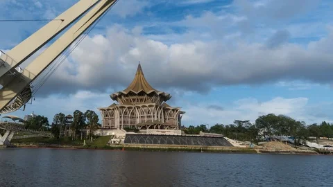 Time lapse of Sarawak State Legislative Building by the river Stock Footage 126636237