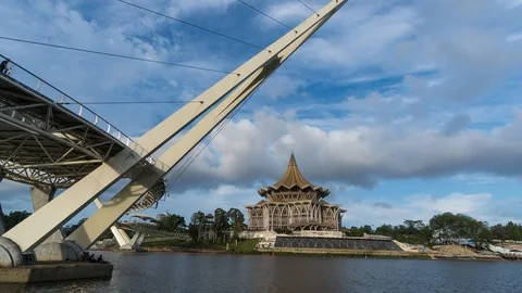 Time lapse of Sarawak State Legislative Building by the river Stock Footage 126636249