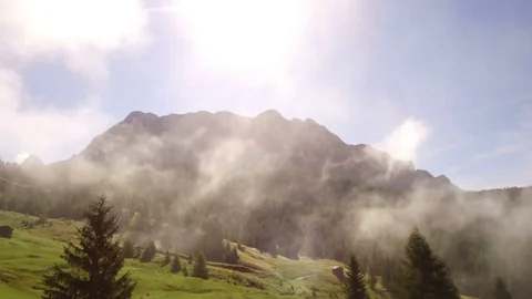 Time lapse Sasso santa croce with fog, Alta Badia Video stock 79647084