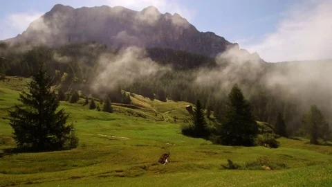 Time lapse Sasso santa croce with fog, Alta Badia Stock-Footage 79647085