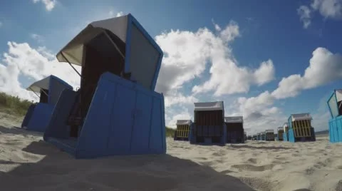Time Lapse Scattered Blue Beach Chairs 스톡 동영상 60063858