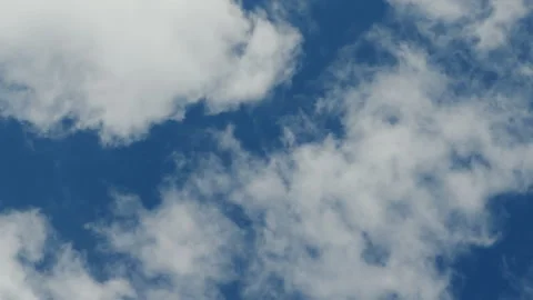 Time lapse of scattered clouds moving across blue sky. Dynamic cloud formation Stock Footage 332184588