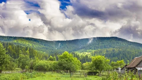 Time-lapse scene of Mist moving in Carpathian mountains Stock Footage 106726969