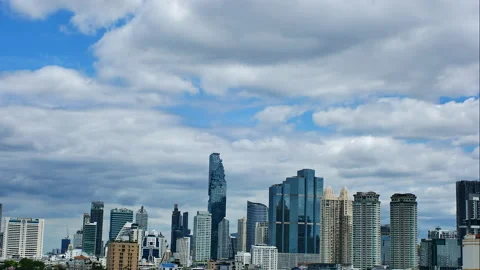 Time lapse scene movement of beautiful white clouds over the big city of Bangkok Video stock 181497708