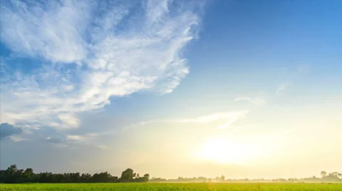 Time-lapse scene of ray of light over rice field Stock Footage 39068939