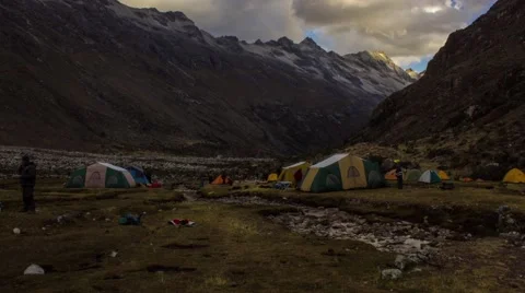 Time lapse of scientists camping near Andes mountain, Peru Stock Footage 62388932