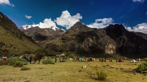 Time lapse of scientists camping near Andes mountain, Peru Stock Footage 62388941