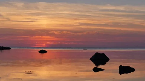 Time lapse of the sea after sunset in Visby, Gotland in Sweden. Stock Footage 93703384