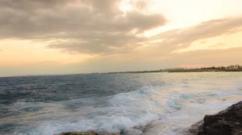 Time-lapse of sea beach sunset, with waves Stock Footage 51400401