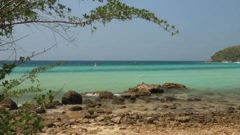 Time lapse of the sea , rock on the beach. Stock Footage 152958769