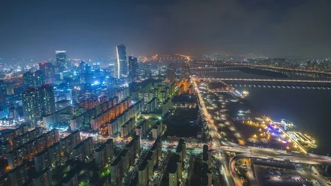 Time lapse of Seoul City Skyline,South Korea. Stock Footage 83497553