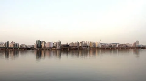 Time Lapse Seoul Korea skyline HD 1080 mp4 Stock Footage