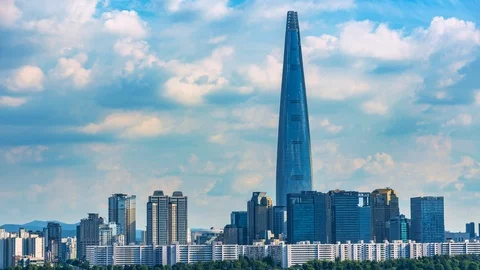 Time lapse Seoul Subway and Seoul City Skyline at Han river Seoul, South kore Stock Footage 117980974