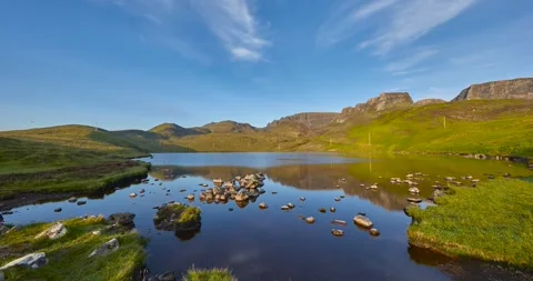 Time lapse sequence at Loch Vallerain, the Quiraing, Isle of Skye Stock Footage 264096674