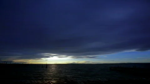 Time lapse sequence of sunset - L´Albufera lake of Valencia Stock Footage 313959
