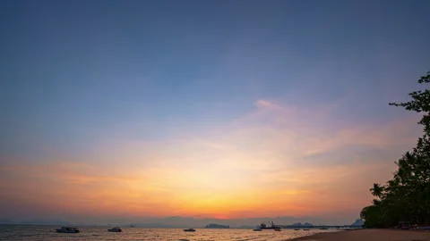 Time lapse Serene Beach Sunset in Krabi Thailand Stock Footage 340387050