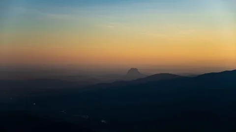 Time lapse of a serene looking landscape , evening to late evening, Karnataka. Vídeo Stock 120768544