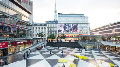 Time Lapse of Sergel's Square Central Stockholm Sweden Stock Footage 58695988
