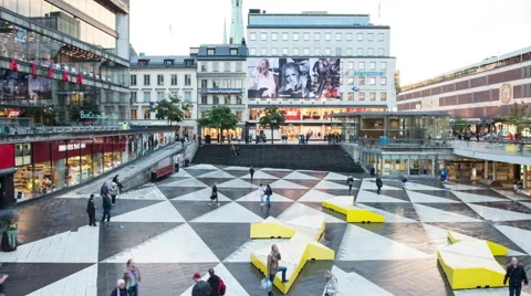Time Lapse of Sergel's Square Central Stockholm Sweden Stock Footage 59068104