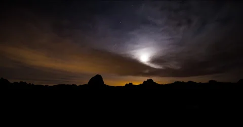 Time-Lapse of a Setting Moon in Joshua Tree, CA Stock Footage 41715272
