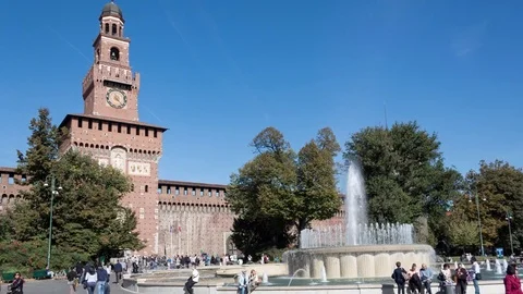 Time Lapse of The Sforza Castle in Milan, Italy Stock Footage 80870077