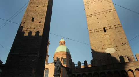 Time Lapse of Shadows casting on Garisenda and Asinelli Towers, Bologna Stock Footage 65145867