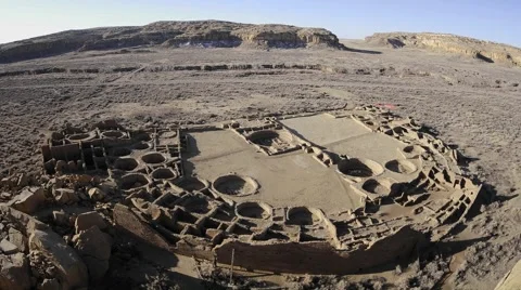 Time lapse of shadows moving across Pueblo Bonito Stock Footage 1020249