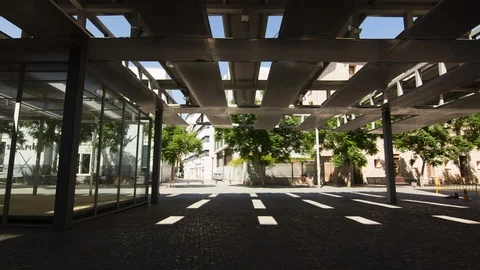 Time lapse of shadows moving across the floor, under a steel structure. Stock Footage 94421554