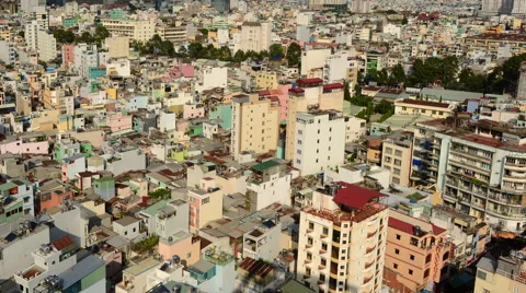 Time Lapse of Shadows sweeping Across Rooftops in Ho Chi Minh City Vietnam Stock Footage 47510102