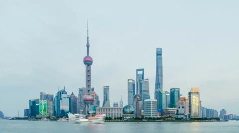 Time lapse shanghai bund skyline at night Video stock 50133130