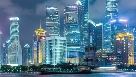 Time lapse of Shanghai Pudong viewed,circa AUGUST 2016 in Shanghai, China. Stock Footage 74399507