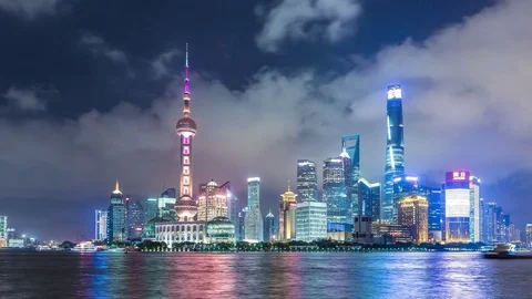 Time lapse of Shanghai Pudong viewed,circa AUGUST 2016 in Shanghai, China. Stock Footage 74399692