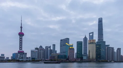 Time lapse-ShangHai Skyline in cloudy day Stock Footage 63088610