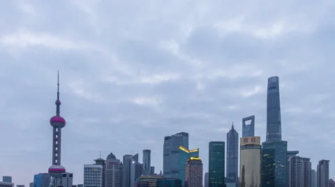Time lapse-ShangHai Skyline in cloudy day Stock Footage 63088647