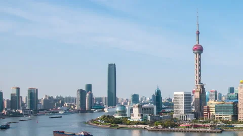 Time lapse-ShangHai Skyline in cloudy day Video stock 63094243