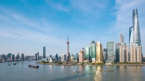 Time lapse-ShangHai Skyline in cloudy day Stock Footage 63094301