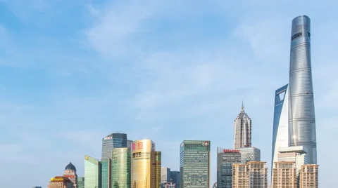 Time lapse-ShangHai Skyline in sunset Stock Footage 63094076