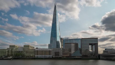 Time Lapse of the Shard along the River Thames Stock Footage 149382813