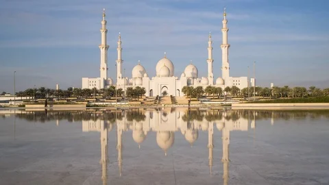 Time lapse, Sheikh Zayed Bin Sultan Al Nahyan Mosque, Abu Dhabi, UAE Stock Footage 76105880