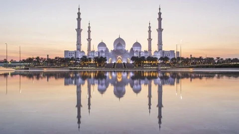 Time lapse, Sheikh Zayed Bin Sultan Al Nahyan Mosque, Abu Dhabi, UAE Stock Footage 76105937
