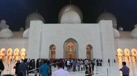 Time lapse Sheikh Zayed Grand Mosque Abu Dhabi UAE, night Stock Footage 45816029