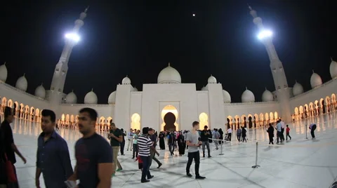 Time lapse Sheikh Zayed Grand Mosque Abu Dhabi UAE, night Stock Footage 45818350
