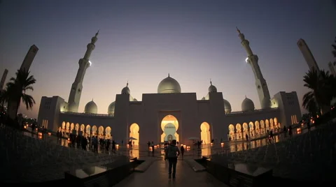Time lapse Sheikh Zayed Grand Mosque Abu Dhabi UAE, sunset 스톡 동영상 45818866