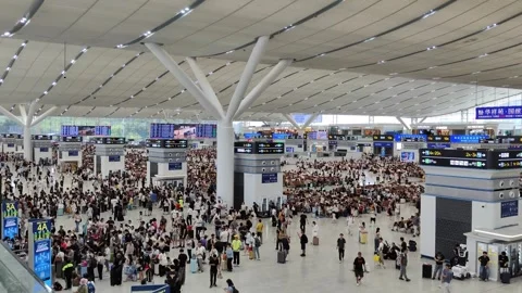 Time-lapse of Shenzhen North Railway Station, High-speed Rail, China Stock-Footage 344128884