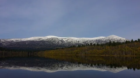 Time Lapse. Sheregesh Mountain and Highland Lake in autumn day. Stock Footage 80871603