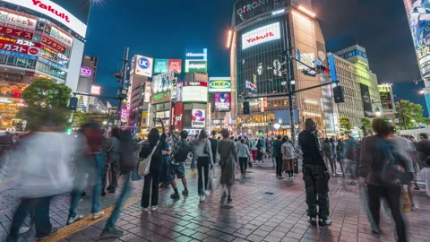 Time lapse at Shibuya intersection, crowded and traffic Stock Footage 289440565