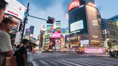 Time lapse at Shibuya intersection, crowded and traffic Stock Footage 289440681
