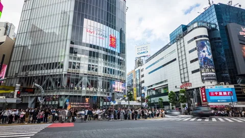 Time lapse at Shibuya intersection, crowded and traffic Stock Footage 292463997